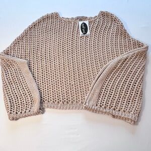 Tempo Paris Beige Open Knit Sweater